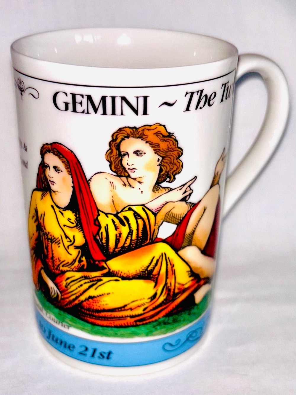 Dunoon Scotland Stoneware Mug Zodiac Series Gemini The Twins Planet Mercury Opal